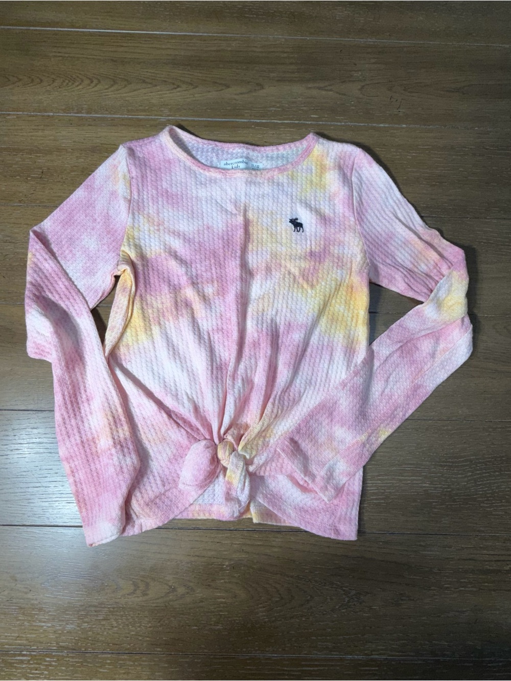Abercrombie Kids Pink Tie-Dye Long-Sleeve Knot Top girls size 11/12